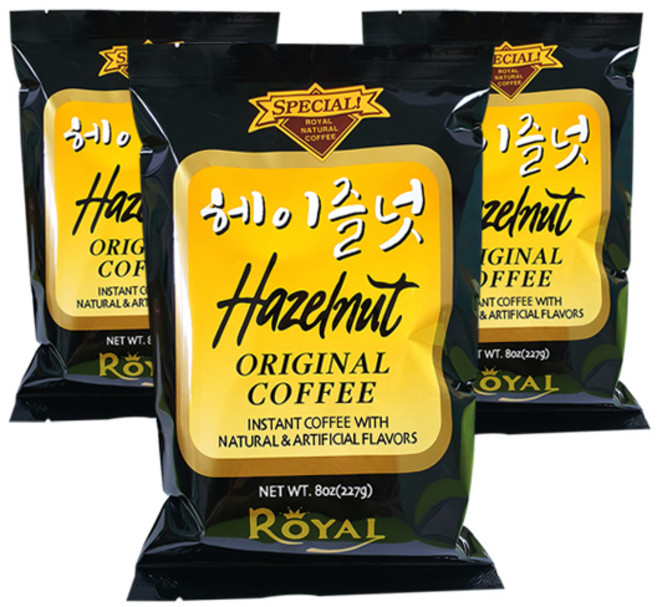 로얄 헤이즐넛향 인스턴트 커피, 227g, 3개