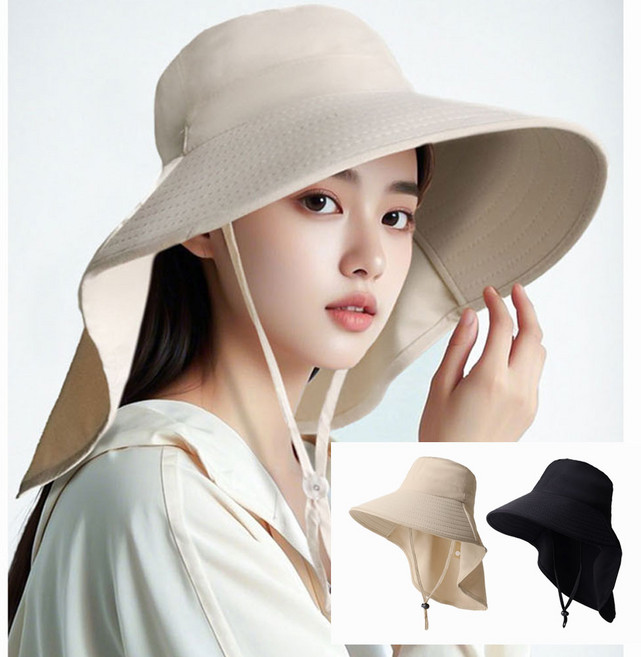 와이드챙 UV차단모자 등산 목커버 여성 버킷햇 농사 여름 썬캡 넥커버모자