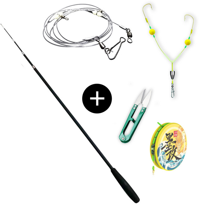 1분 조립 초간편 낚시대 세트 누구나 쉽게 조립 계곡 민물 낚시, 180cm 낚시대+연결줄+낚시바늘+낚시줄+커트기