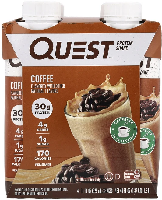 건강챙기세요 Quest Nutrition 단백질 셰이크 커피 4가지 셰이크 개당 325ml(11fl oz) 백살까지오래오래, QuestNutrition단백질셰이크커피4가지셰이크개당, 325ml, 1개 - 쿠팡