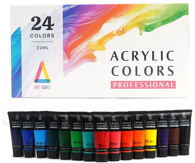 아트구루 아크릴물감 세트 24색, 22ML