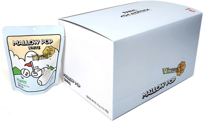 멜로팝 화이트 바닐라맛 15g 12봉 1박스 바삭바삭 건조 마시멜로우 시리얼 아이스크림