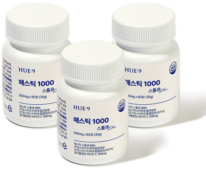 휴나인 매스틱 검 1000 스톰 큐 무농약 양배추 PLUS, 3개, 60정