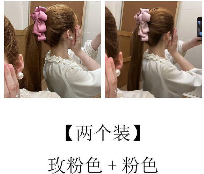 新款韓系緞面蝴蝶結香蕉夾女氣質後腦勺抓夾馬尾髮夾豎夾髮卡頭飾熱賣中