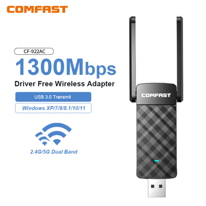 COMFAST 1200M 어댑터 Wifi USB 어댑터 5Ghz 이더넷 LAN 네트워크 카드 MT7612U 무선 네트워크 카드 수신기 Linux, [01] 옵션1