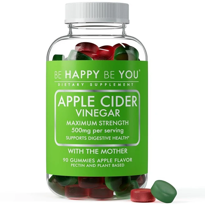 Be Happy Be You 사이다 식초 젤리 The Mother - 최대 강도 500mg - 소화 장 건강 에너지 및 면역 지원 - GMO 프리 젤라틴 프리 펙틴 기반 - 미, 1개 - 쿠팡