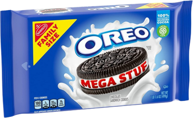 오레오 메가스터프 초콜렛 패밀리시이즈 498g OREO Mega Stuf Chocolate Sandwich Cookies, 1개
