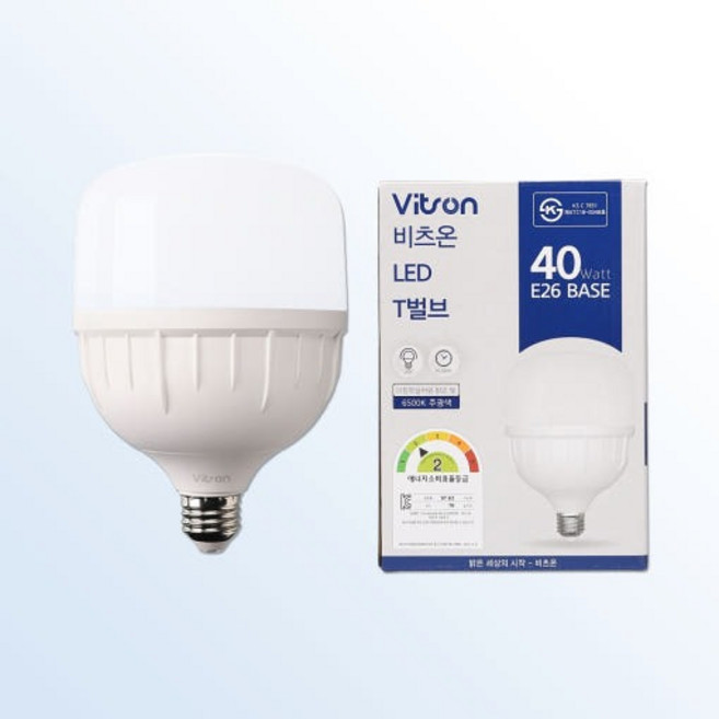 ks 비츠온 t-벌브 전구 다마 램프 E39 40W 2년 장수명, 주광색, 1개