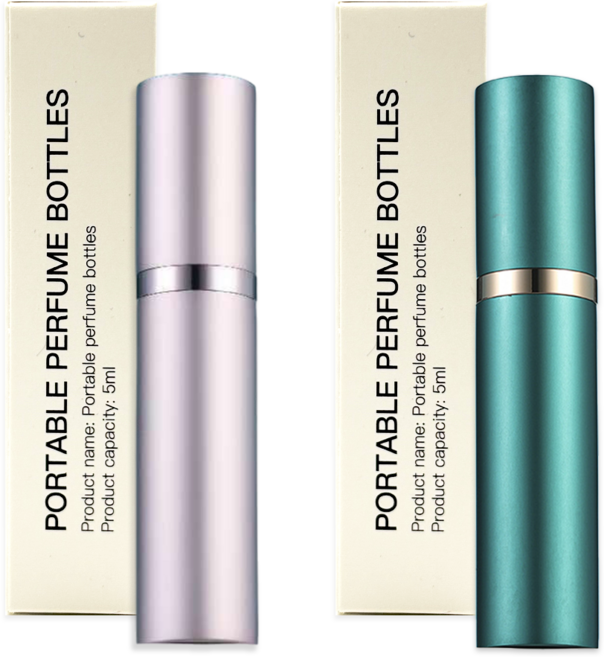 [1+1] 셀벨 베이직 고급 향수케이스 휴대용 펌핑 자동 하단 충전 리필 향수공병 5ml, 1개, 핑크+딥그린