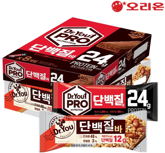 오리온 닥터유 단백질바(50g) 12개 + 프로 단백질바(70g) 8개, 20개, 50g
