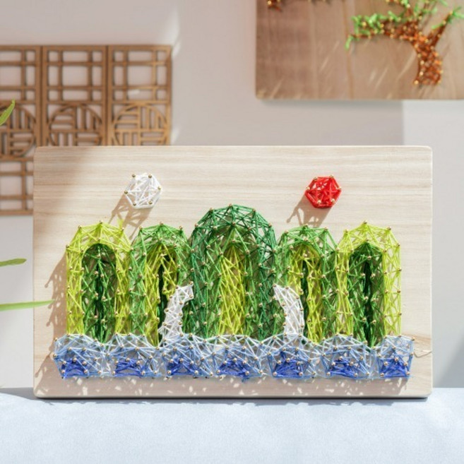 전통 스트링아트 못에 실을 역어 완성하는 ART(일월 오봉도/소나무/단청) 택1, 소나무