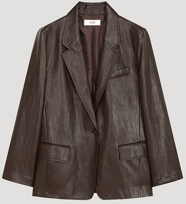 리스트 페이크레더 싱글 원버튼 자켓TWWJKP52020 TWWJKP52020-NPL