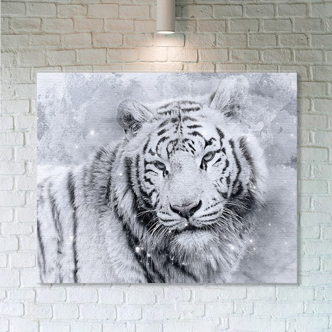 엘티에프티 성공을 부르는 풍수 호랑이 그림액자 백호 황호랑이 액운방지 감각적 디자인 캔버스액자, 5_설경속 백호랑이