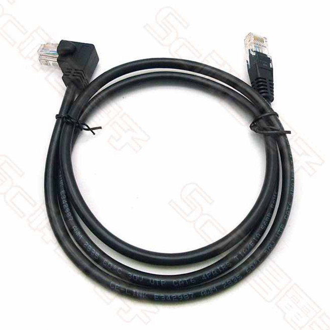祥昌電子 CAT6 網路線 L型 90度 左彎 傳輸網路線 RJ45 路由器 ADSL 乙太網路線, 1個, 1M