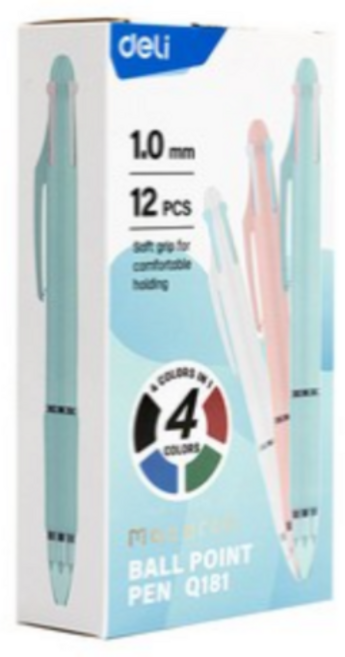 델리 마카롱 파스텔바디 4색 멀티 볼펜 1mm EQ181, MIX (4가지색상), 10개