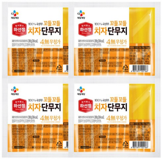 하선정 치자 꼬들꼬들 단무지, 4개, 200g