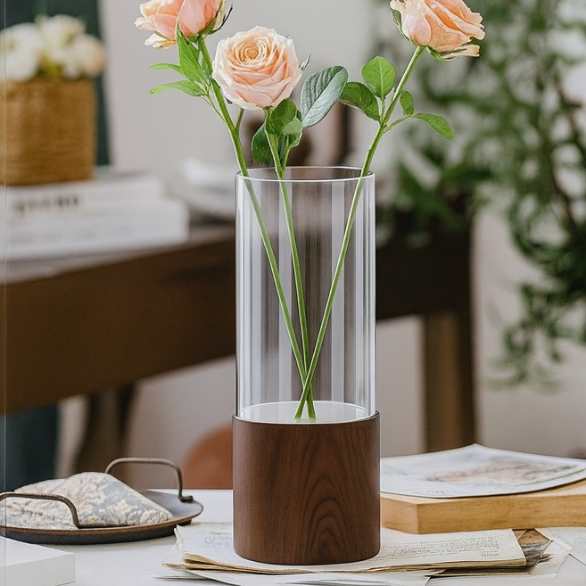 레디박스 럭셔리 거실 테이블 꽃꽂이 플라워 꽃병 원형 화병, 투명