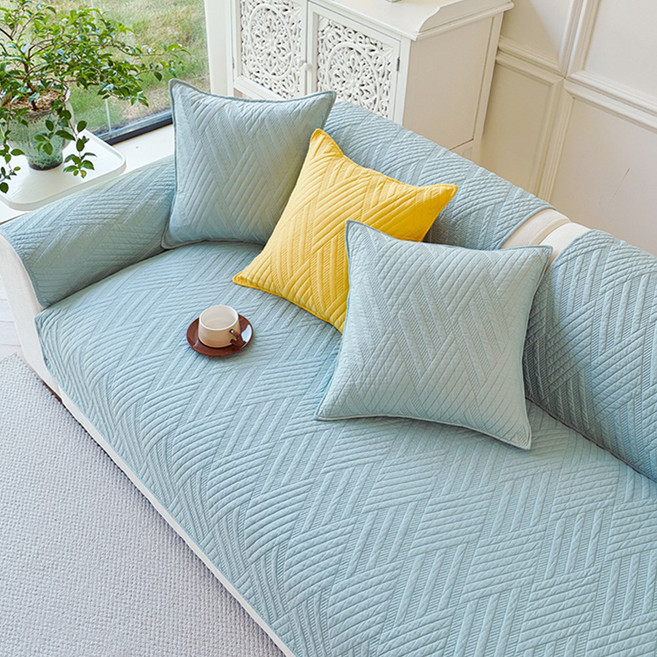 오라이프샵 크로스 사계절 논슬립 쇼파패드 쇼파매트, 스카이블루, 1개