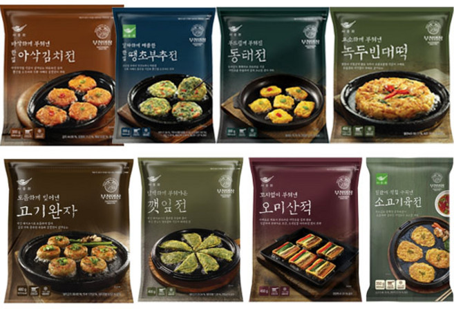 사옹원 부침명장 오미산적 450g 한입김치전 동태전 깻잎전 소고기육전 350g 녹두빈대떡 계란옷고기완자 400g 한입땡초 부추전 480g, 한입아삭김치전 300g, 1