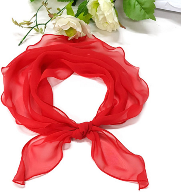 은누디자인 국내산-예쁜빨강. 하늘하늘 쉬폰스카프. 레드스카프. 삼각스카프