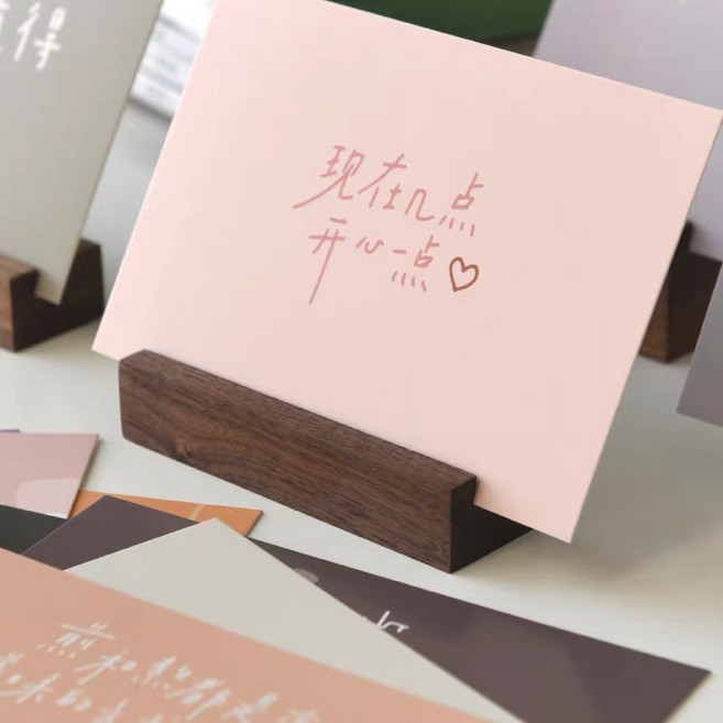 木頭名片夾 桌面裝飾 展示架 拍照道具, 1個