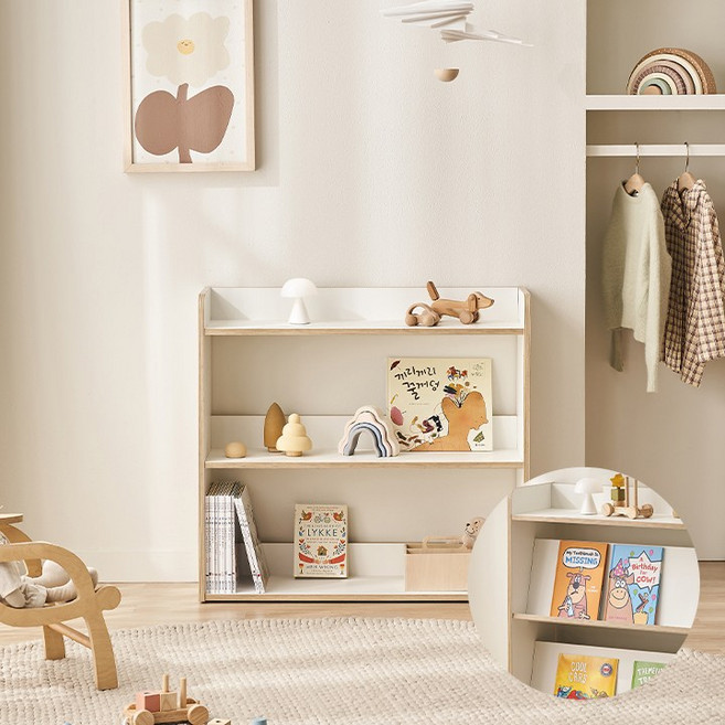 삼익가구 NEW 키디즈 어린이 아동 책장 교구장 책꽂이, 02. 화이트, 800 3단 2way 교구장