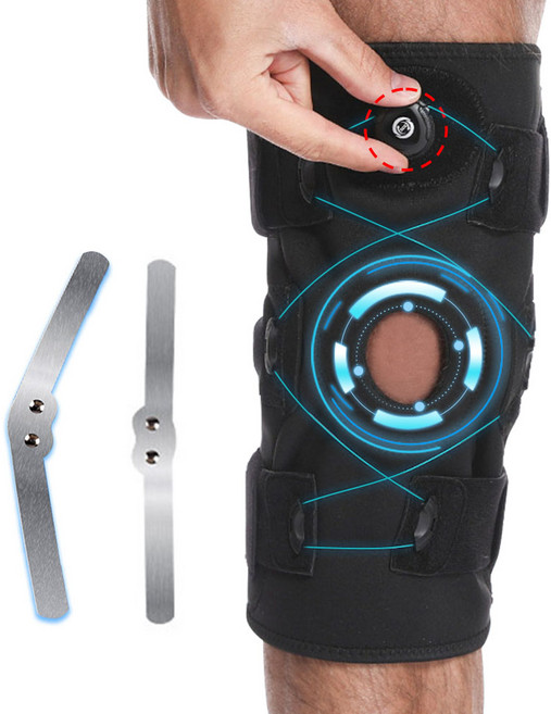 무릎 보호대 다이얼 무릎 보호대 무릎아대 보아 알루미늄 지지대 고탄력 스포츠 남성 여성, 블랙, 1개