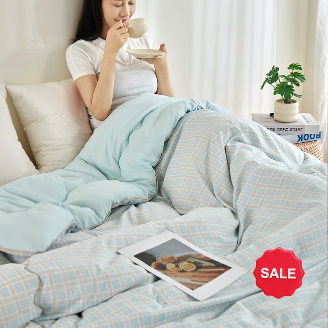 [시즌오프특가] 아이너프 사계절 포근한 모던 체크 양면 차렵이불