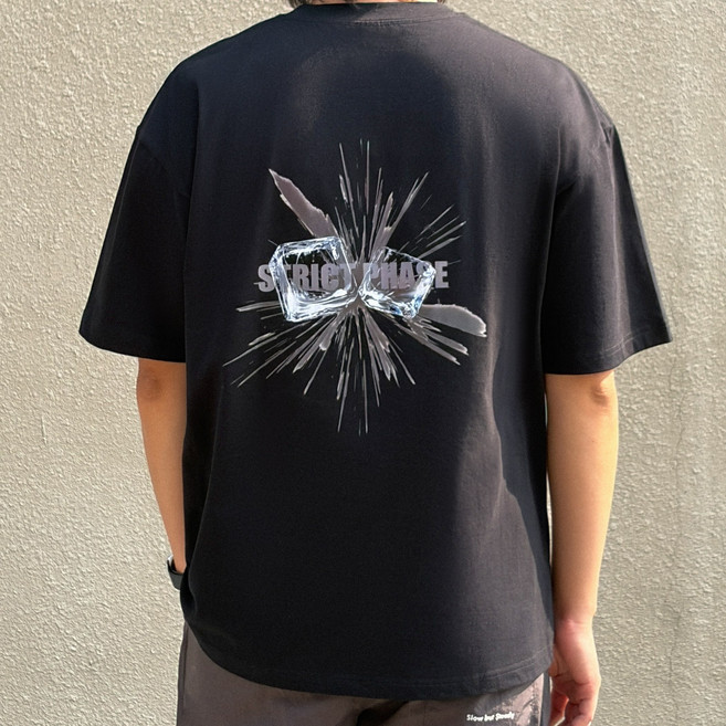 크로브 남자 오버핏 아이스큐브 반팔 티셔츠