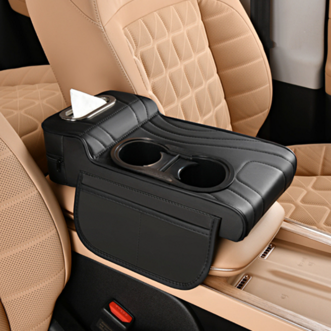 알뜰살림 2세대 와이드 자동차 팔걸이 쿠션 콘솔쿠션, 시크블랙, 1개