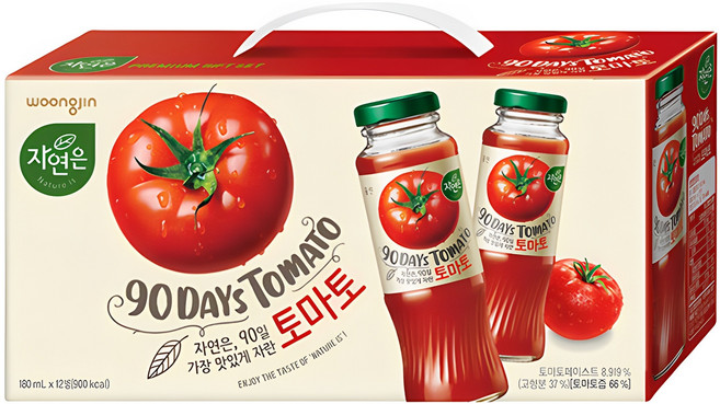 자연은 90일 토마토, 180ml, 12개