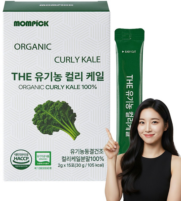 맘픽 컬리케일 유기농 곱슬케일 100% 분말 동결건조 가루 파우더 스틱, 15개, 2g