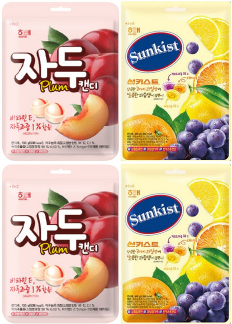 해태 자두사탕 130g 2개 + 썬키스트 125g 2개 (총4개), 1개, 510g
