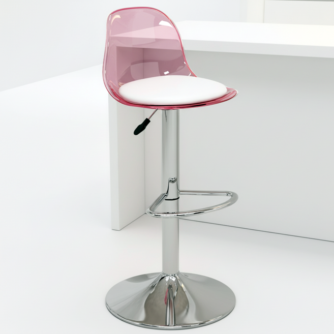피피포피 투명 홈바의자 바체어 아일랜드식탁의자 높이조절 회전, 1개, 핑크