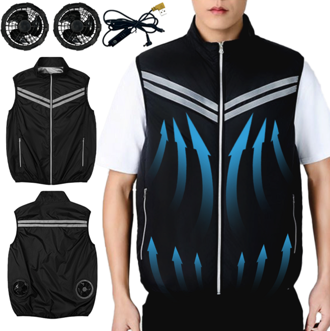 쿨링조끼 선풍기조끼 아이스조끼 작업복 USB 충전식 3단풍속 강력한 냉각 20000mAh 대용량