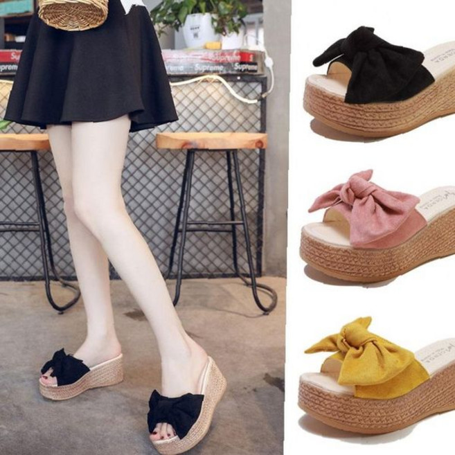 키높이 두꺼운 밑창 여성 신발 7cm 높이 실내 착용 여름 시즌 편안한 슬리퍼