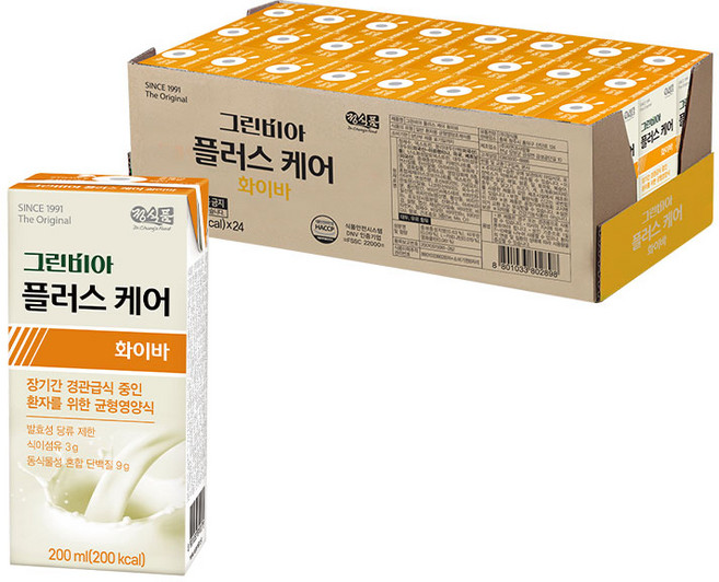 그린비아 플러스케어 화이바 200ml 24개입 1개, 24개