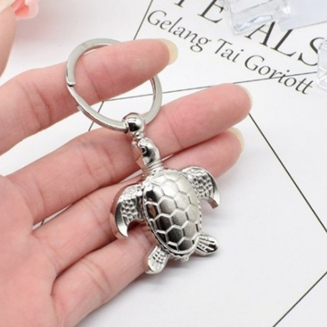 Cantabile 장수 거북 열쇠고리 키링, 1개, 실버
