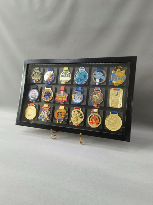 메달거치대 보관함 진열대 메달보관 진열 마라톤 정리 걸이대 태권도 보관 디스플레이 2x3 6개 내추럴 우드 프레임+화이트 A