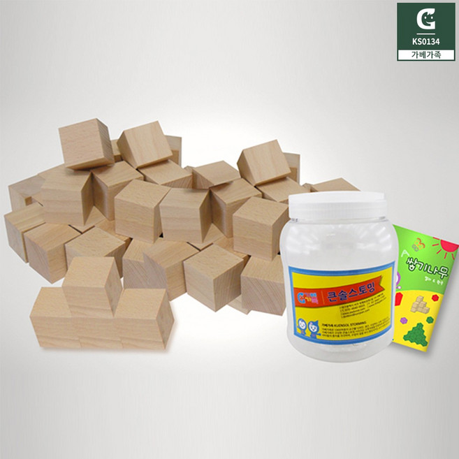 가베가족 KS0134 큰솔3cm원목쌓기나무100p 미니북 통, 1개