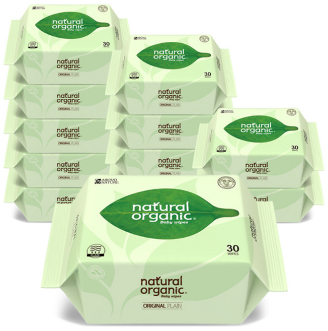 네츄럴오가닉 아기물티슈 오리지널 플레인 휴대용, 50g, 30매, 12개