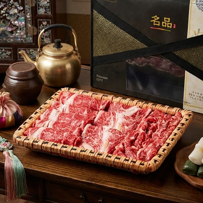 고기생각 부산 투뿔 한우선물세트 A-1 구이용 2kg 꽃등심 갈비살 제비추리 투플 투쁠 소고기세트, 1개