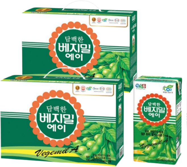 정식품 담백한 베지밀A 학원 탕비실 간식 선물용, 190ml, 48개