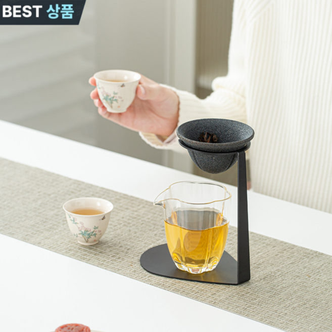 [차 전문가 추천] 프리미엄 미세여과 차 거름망 400년 전통 공예 '하사미야키' 세라믹 찻잔, 1세트