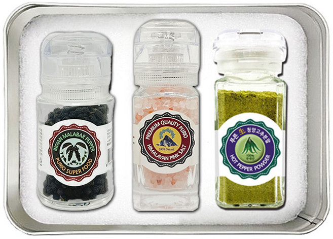 히말라야 핑크솔트소금 후추 그라인더 틴케이스 2종 선물세트 답례품, 푸리오 선물세트08, 1개