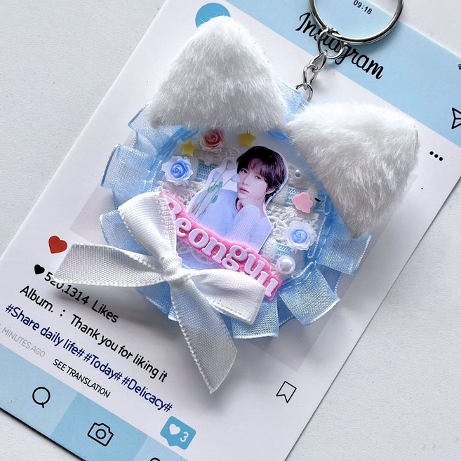 TXT 崔杋圭 迷你應援扇成品 鑰匙扣掛件, 1個, 款式一（掛扣款）