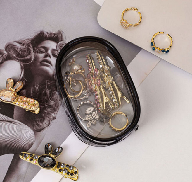 빛시리 여성 다용도 키링 투명 파우치 인형 충전기 보관