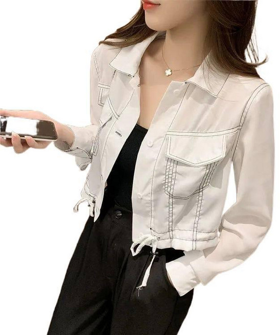 티류으스 여성 데님 숏 자켓 긴팔 봄 여름 청 자켓 캐주얼 아우터 Z082622