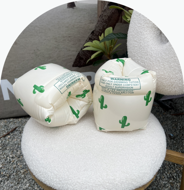 백구팜 물놀이 암튜브 KC인증 안전한 감성 팔튜브 여행용 원형 혼합색상 워터 세트 여름 수영장 바캉스 용품 비치 풀빌라 해수욕장 암링 호캉스, 선인장, 1개