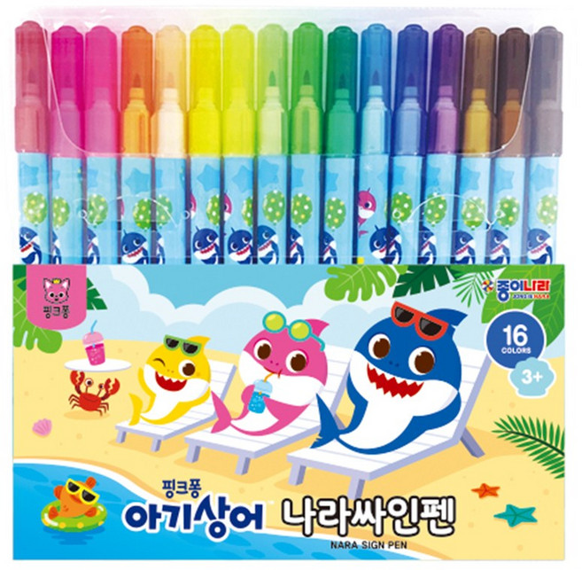 필수 신학기 학용품 준비물 문구 300종 골라담기 2, 172.핑크퐁나라싸인펜 16색